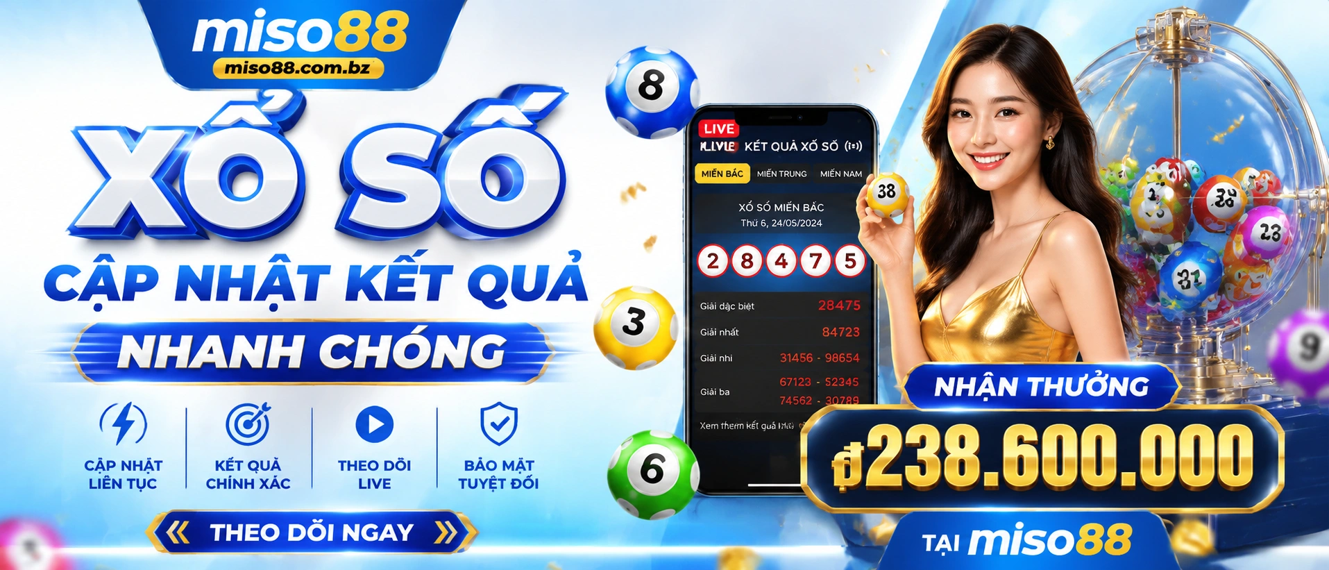 Giao diện Xổ Số Miso88 hiển thị kết quả và dữ liệu tra cứu